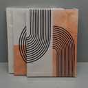 3Pcs Minimalist Boho Canvas Wall Art Beige Orange Bohemian Line Wall Decor Pictures Modern Mid Century Posters Prints Abstract Neutral Geometric Paintings for Living Room Bedroom Home Decoration (16x24in)