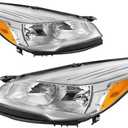 JSBOYAT Headlight Assembly Replacement for 2013-2016 Ford Escape Headlamp Driver & Passenger Side (Chrome Housing with Amber Reflector) Not for Titanium Model