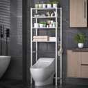 KMwisde 4 Tier Over The Toilet Storage, Bathroom Organizer Shelves with Adjustable Height, Above Toilet Storage Cabinet with Freestanding Rack, White, 24.6 x 9.8 x 64.8 inches