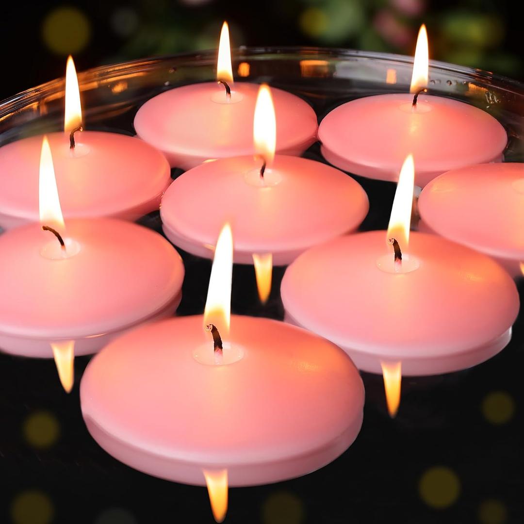 3 inch Floating Candles 30 Packs Pink Floating Candle for Centerpieces 8-9 Hours Floating Candles 3 Water Candles for Cylinder Vases, Pool, Wedding, Valentine's
