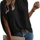 Verdusa Women's Tie Back Dolman Sleeve Blouse Top Casual Mock Neck Going Out Tops (X-Large, Black)