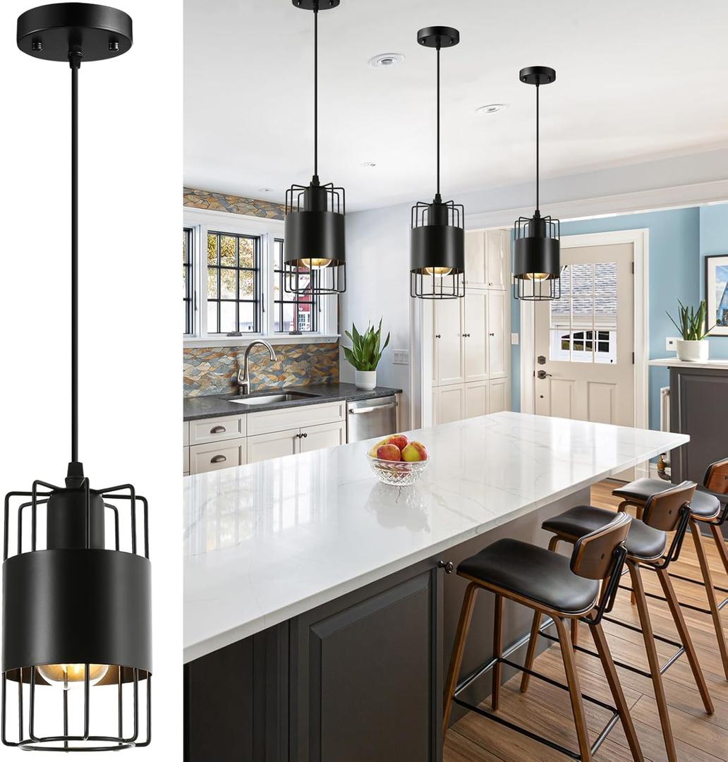 Farmhouse Pendant Lights Kitchen Island,Single Black Pendant Lights, Modernindustrial Bathroom Pendant Light,Kitchen Pendant Lights Hanging Light Fixture,Small Pendant Lights Kitchen Island