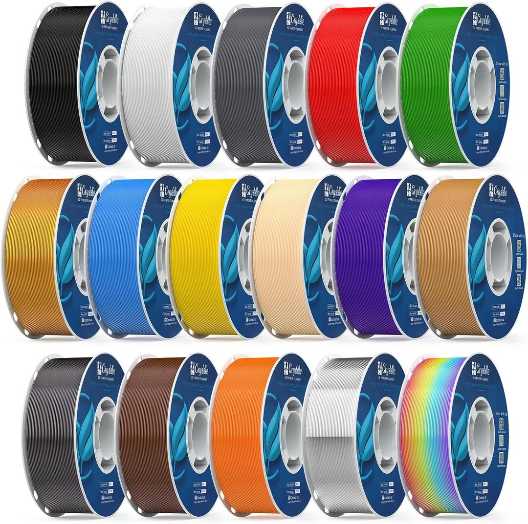 PETG Filament 16KG Color Mix Bundle – 16 Rolls Bundle, 1.75mm ±0.03mm High Precision, High Toughness & Heat Resistance, Compatible with FDM 3D Printers
