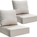 24x24 Outdoor Seat Cushions Set of 2, Thick Deep Seated Outdoor Chair Cushions for Patio Furniture, Fade Resistant Replacement Outdoor Couch Cushions 24x24x6 with Zippers & Ties, Beige