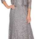Alex Evenings Women's Long Lace Jacket Dress (8, Charcoal)