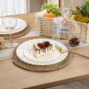 U-QE 60 Pcs Ivory Plastic Plates for Party Scalloped Plastic Plates Heavy Duty & Elegant Include 30 10.25" Dinner & 30 7.25" Dessert Plates - Perfect for Party & Wedding