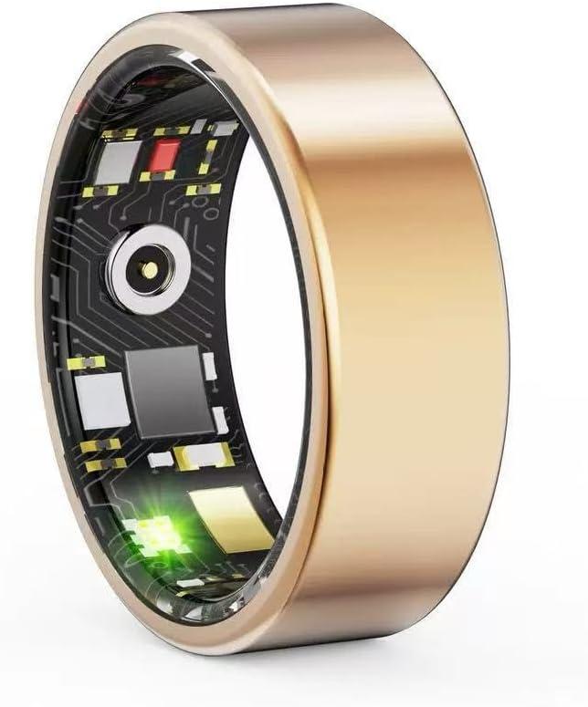 Smart Ring for Women Men, Sleep Tracker with Heart Rate,Blood Oxygen,Fitness Ring for Activity Monitoring, No Subscription, Step Tracker Ring for iOS&Android (Gold, #8)