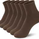 Sakusock Cotton Quarter Socks for Women and Men Thin Mini Crew Elastic Casual Soft Comfort Above Ankle Socks 6 Pairs (Brown, M)