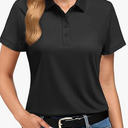 Boladeci Women's Golf Polo Shirts Short Sleeve UPF 50+ Sun Protection 4-Button Tennis Collared Shirts (Fgreen)
