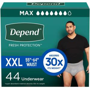 Depend Fresh Protection Adult Incontinence Disposable Underwear for Men - Maximum Absorbency - XXL - Gray - 44ct