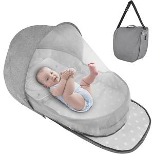 ISELECTOR Portable Bassinet for Baby Travel & Home - Lightweight Foldable Bedside Sleeper with Breathable Mesh, Carry Bag & Storage Pocket, Compact Bassinets for Newborn Infant, Safe Cosleeping Design