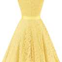 Dressystar Women Floral Lace Bridesmaid Party Dress Short Prom Dress V Neck (Yellow, Medium)