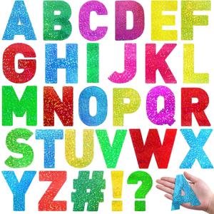 Panelee 145 Pieces 20 Sheets Large Letter Stickers 4 Inch Big Font Alphabet Letter Stickers Self Adhesive for Classroom Window Door Home Decor Mailbox Sign(Colorful Laser)