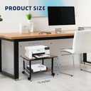 Printer Stand with Storage Shelf, Small Printer Stand for Desk Office Home, Under Desk Printer Table with Rolling Wheels, Heavy Duty Mobile Machine Cart with Shelf, Rustic Brown