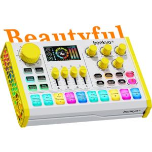 Z10 Live Sound Card, Professional Audio Mixer, Voice Changer & Noise Reduction, Metal Body & Color Screen, 2000mAh Battery, Adjustable Lighting Effects, DJ Mixer for Gaming/Podcasting/Karaoke
