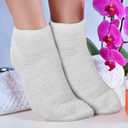 Janmercy 3 Pairs Aloe Socks Moisturizing Spa Infused Gel Sleeping Fuzzy Dry Feet Non Slip Lotion Socks for Women Men Repairing Softening Dry Cracked(Black, Dark Gray, Light Gray)