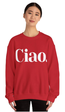 Crewneck Sweater "Ciao", Red, XXL