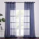 NICETOWN Sheer Voile Curtain Panels - Transparent Grommet Top Sheer Window Treatment Curtains for Living Room (W54 x L96 Inches, Dark Blue, 2 Pieces)
