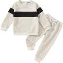 Little Boy Clothes Long Sleeve Sweatshirts+Casual Pants 2PC Fall Winter Outfits 3-8 Years (Beige)