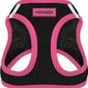 Best Pet Supplies - All Weather Mesh/Plush, Reflective, No Pull Harness for Small, Medium Dogs, Cats - Secure with Hook & Loop Fastener, Buckle, Double D-Rings - Black/Pink Trim, S