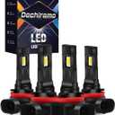 Compatible For 2006 2007 2008 2009 2010 2011 2012 2013 Chevy Impala High Beam Low Beam bulbs Combo, 500% Brightness 6000K White Light,Car interior light bulb(Pack of 4)