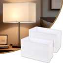 Lamp Shades Set of 2, 16"x8"x10" Large White Fabric Lamp Shades for Table Lamps & Floor Lamps, Modern Rectangle Lampshade Replacement Fits E26/E12/Spider Harp Holders, Easy Assembly