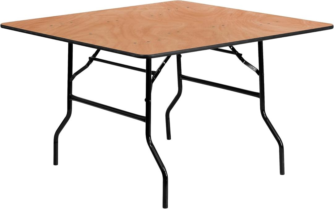 Flash Furniture Gerry 48" Square All-Occasion Wood Folding Event Table, Foldable Square Portable Banquet Table with Wooden Top, Natural