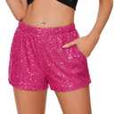 Sequin Shorts for Women - High Waisted Glitter Sparkly Shorts Concert Outfit Disco Party Music Festival Halloween Clothes, XL