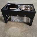 LAKIPETN Elevated Dog Bowls with 1 Stainless Steel Bowls, Raised Dog Food Bowl Stand 5 Height Adjustable (3.1", 9", 10", 11", 12") Non-Slip Feeder Station Set for Medium and Large Dogs - Black