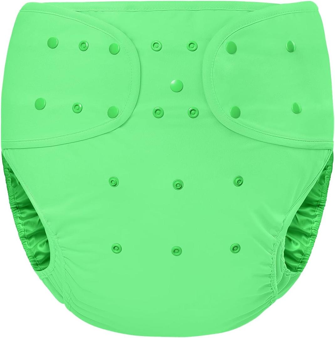 Littleforbig Washable Adjustable Reusable Waterproof Primary Comfort Cloth Adult Diaper Wrap Cover One Size Green