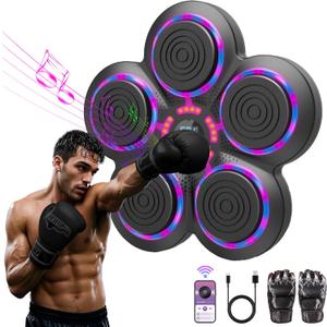 2025 Music Boxing Machine with Boxing Gloves, Smart Bluetooth Boxing Trainer, Boxing Wall Mount Machine for Adults Kids, Electronic Boxing Target Fitness for Home Office Gym