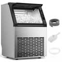 COWSAR Commercial Ice Maker Machine, 80Lbs/24H Stainless Steel Undercounter Ice Maker with 24Lbs Storage Capacity, Self-Cleaning Freestanding Ice Machine for Home, Bar, Restaurant, Office, Outdoor