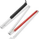 Watris Veiyi Blinder Folding Cane, Collapsible Walking Stick with Red Reflective Tape, Anti-Slip Blind Cane for The Blind and Visually Impaired People, 53.1in(135cm)