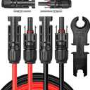 30 Feet 10AWG Solar Extension Cable with Female and Male Connector, Twin Wire Solar Panel Wire Adapter for Home, Shop and RV Solar Panels (30FT Red + 30FT Black)