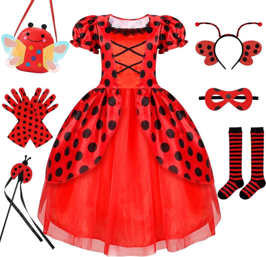 Ladybug Costume Lady Bug Costumes for Girls Halloween Costumes for Kids Toddler Costume Ladybug Dress Ladybird Dress Up (3-4 Years)