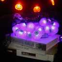 Halloween Eyeball String Lights 10.8Ft 20 LED Battery Operated Purple Eyeball Lights with 8 Modes Waterproof for Party Supplies Crafts Wreath Window Indoor and Outdoor Halloween Decorations