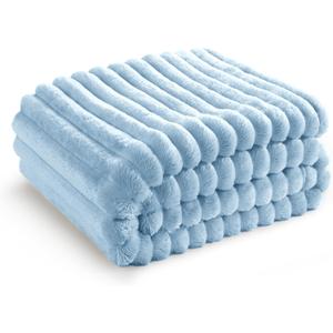 Bedsure GentleSoft Blue Fleece Blanket for Couch - Cozy Soft Blankets for Women, Cute Small Throws for Girls, Light Blue, 50x70 Inches