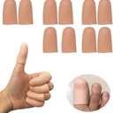 Gel Finger Protectors Finger Caps Silicone Fingertips Protection - Finger Cots Great for Trigger Finger, Finger Arthritis, Finger Cracking and Other Finger Pain Relief(Nude, Medium)