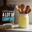 Comfify Wide Mouth Mason Jar Utensil Holder Decorative Kitchenware Organizer Crock, Dishwasher Safe - Kitchen Caddy Green, Large Size 7" High - Yellow