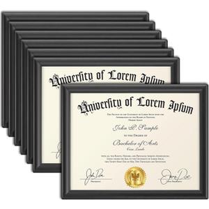 Icona Bay 8.5x11 Certificate Frames - Black, 6 Pack - Contemporary Diploma Frames 8.5 x 11 - Composite Wood Document Frames for Walls or Table Top - Lakeland Collection