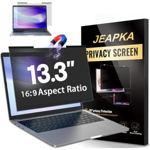 Magnetic Laptop Privacy Screen Filter 13.3 inch for 16:9 Widescreen Computer Monitor, Removable Anti Blue Light Privacy Shield, Anti-Glare Protector