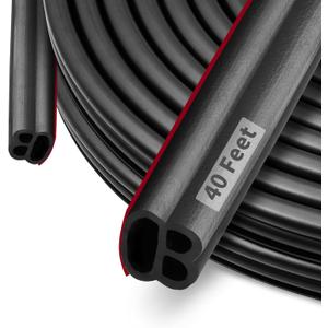 40 Feet Rubber Weather Stripping Door Seal Large Gap and Easy Installation, Self-Adhesive Universal Car Weather Stripping Door Seal Strip for Door Frame(Black)
