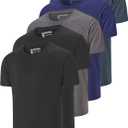 5 Pack Men's Dry Fit T Shirts Athletic Running Gym Workout Short Sleeve Tee Shirts for Men (X-Large)
