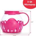 Ecolution Patented Micro-Pop Microwave Popcorn Popper with Temperature Safe Glass, 3-in-1 Lid Measures Kernels and Melts Butter, Made Without BPA, Dishwasher Safe, 3-Quart, Hot Pink