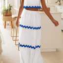 PRETTYGARDEN Women's Summer 2 Piece Beach Outfit Casual Sleeveless Cropped Tank Top High Waisted Maxi Skirt Set (White, L)