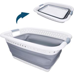 AB Tools Large Collapsible Folding Laundry Clothes Washing Basket 37ltr Capacity Pop Up