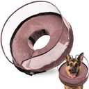BARKLESS Dog Cone, Inflatable Dog Cone After Surgery for Large Breeds, Soft Surgery Collar with Enhanced Anti-Licking Guard Shield for Pets, Patented Protective Donut Collar (Coffee)