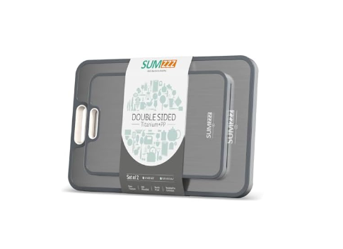 Titanium Cutting Board for Kitchen, Cutting BoardDouble Sided Food Grade, Pure Titanium and WheatStraw PP, Easy to Clean