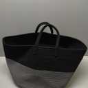 65L Extra Large Blanket Basket for Living Room - Woven Cotton Rope Laundry Hamper with Reinforced Handles - Storage Bin for Pillows, Comforters & Toys - Machine Washable,Black&Grey