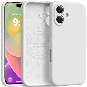 Ktele Magnetic for iPhone 16 Case [Compatible with Magsafe] [Premium Silicone Satin-Smooth Touch] Slim Shockproof Anti-Scratch Microfiber Lining Case, 6.1 inch, White